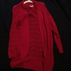 Red sweater cover-up